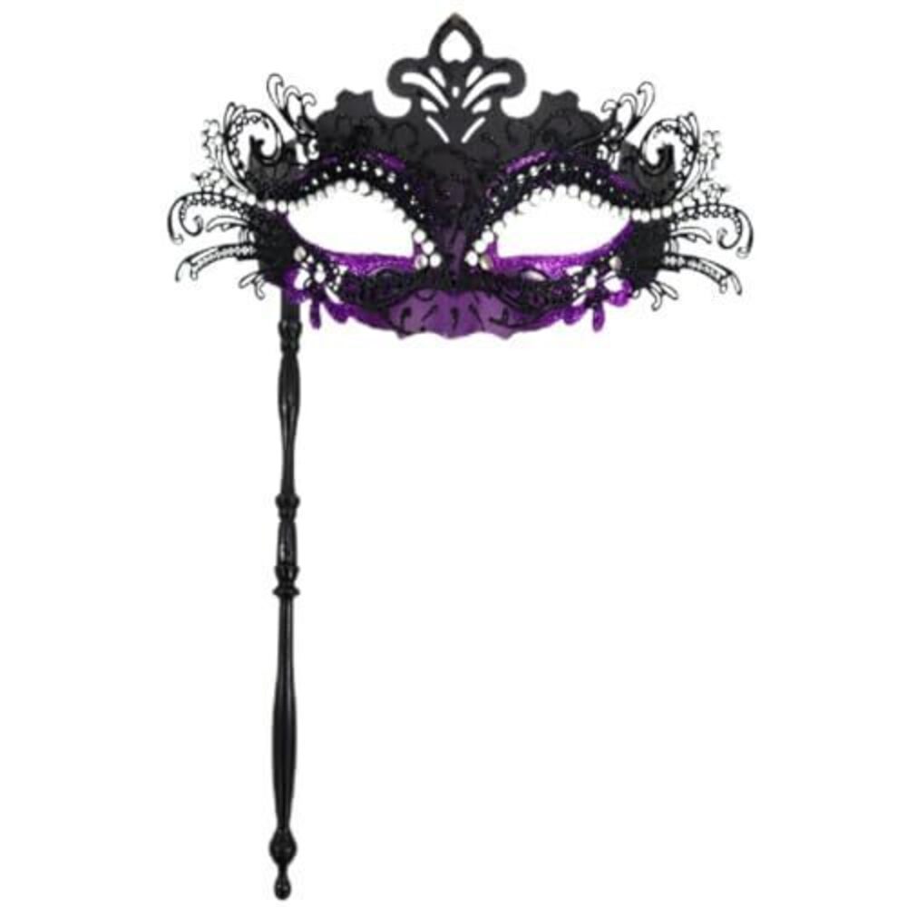 1227 Mardi Gras Masquerade Mask Venetian Helding Stick Halloween Carnival